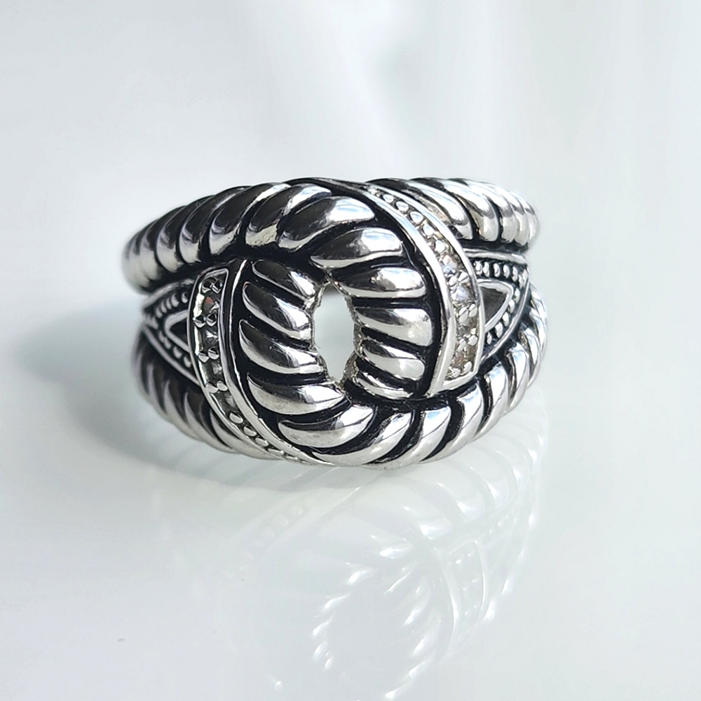 Premier Designs "Bound Together" faux rhodium plated unisex ring size 11.5 nwot